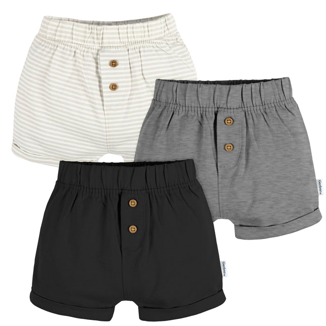 Gerber Baby 3-Pack Knit Shorts, Multicolor, Multic