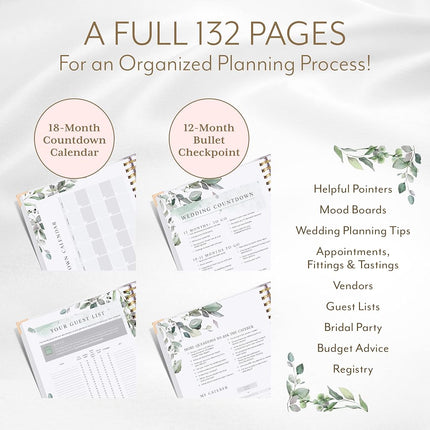 Your Perfect Day Wedding Planner Floral Gold - Undated Bridal Planning Diary Organizer - Hard Cover, Pockets & Online Support