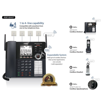 AM18047 VTech Accessory Handset for VTech AM18447 Small Business System, Black