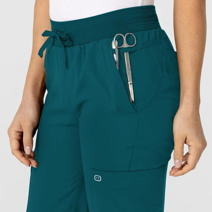 WonderWink Women's Flex-n-Reach Track Scrub Pant, Caribbean Blue, 5X