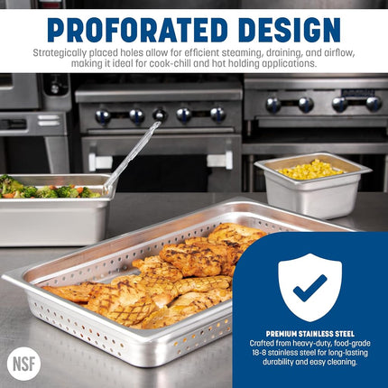 Carlisle FoodService Products Durapan Stainless Steel Steam Table Pan, Hotel Pan with Perforation for Catering, Buffets, Restaurants, 2.5 Inches Deep, Silver, (Pack of 6)