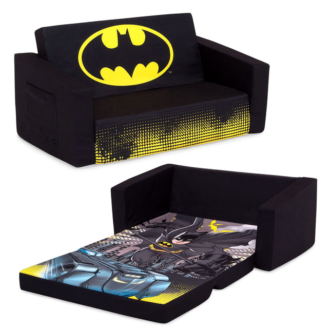 Canapé convertible Batman Cozee Flip-Out - Canapé et chaise longue 2 en 1 pour enfants par Delta Children