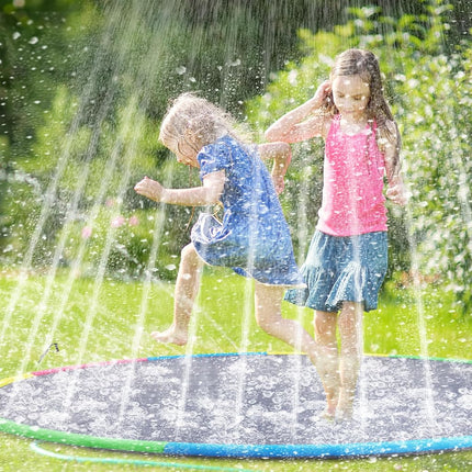 Lewtemi 8 ft Giant Non Slip Splash Pad for Adult and Dog, Thicken Sprinkler Pool Summer Outdoor Toys Fun Backyard Fountain Play Mat for Family Pet Dog (Stylish)