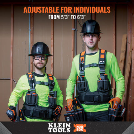 Klein Tools 55829MB Vest Combo with Tool Pouches, Fully Adjustable, Padded Support for Electricians, Carpenters, Construction