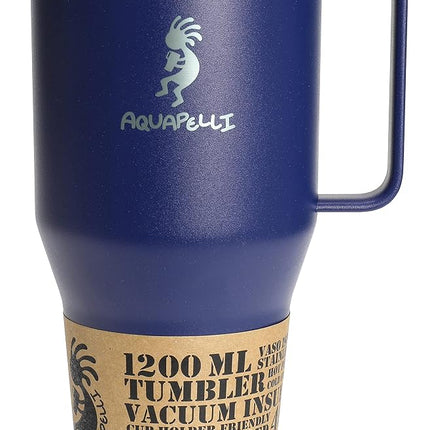 Aquapelli Vacuum Insulated Mug with Handle, 40 Ounces, Blueprint Blue