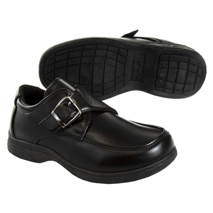 Zapatos de niño French Toast - Mocasines Oxford para uniforme escolar, zapatos de vestir de iglesia, sin cordones de piel sintética (niño pequeño-niño grande) (negro), hebilla negra, 1 US niño grande