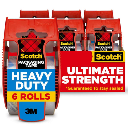 Scotch Heavy Duty Shipping Packaging Tape, 1.88 in x 22.2 Yards, 1.5 in Core | Packing, Shipping & Moving, Clear - Dispenser with 6 Rolls