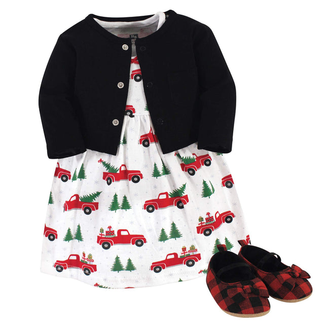 Hudson Baby Baby-Girls Cotton Dress, Cardigan and 