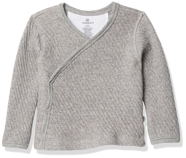 HonestBaby Side-Snap Matelasse Mini Quilted Top in Cozy 100% Organic Cotton Infant Baby Boys, Girls, Unisex, Gray Heather, 3-6 Months