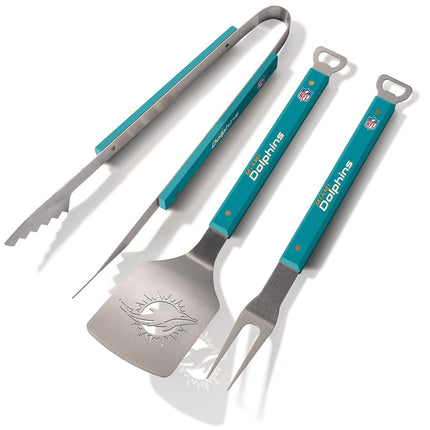 YouTheFan NFL Miami Dolphins Spirit Series Set de 3 Ustensiles de BBQ