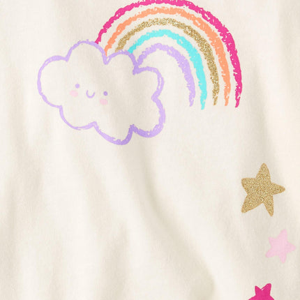 The Children's Place Baby Girls' and Toddler Short Sleeve Everyday Casual Knit Shirt, Rainbow 4-Pack, 12-18 Months