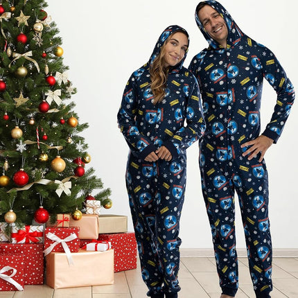 INTIMO Polar Express Adult Believe Hooded One-Piece Footless Sleeper Union Suit For Men and Women, Polar Express, XXL-3XL