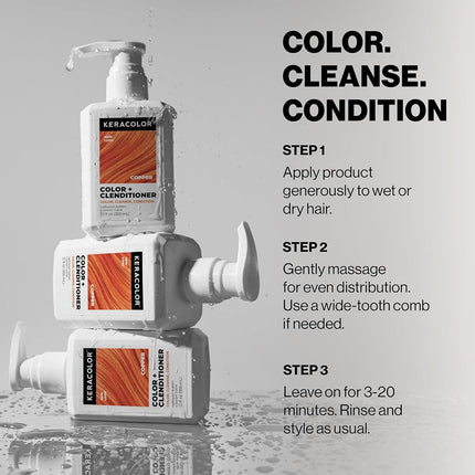 Acondicionador con color Keracolor Clenditioner Colorwash, cobre, 12 oz fl.