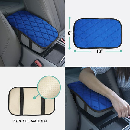 FH Group FH1053BLUEDM Diamond Pattern Neosupreme Center Console Pad Water-Resistant Blue Seat Box Cover Protector fits Most Cars, SUVs, and Trucks