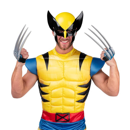 MARVEL Wolverine Official Adult Halloween Accessory Kit - Plastic Mask with Elastic Strap plus Two Claw Accessories