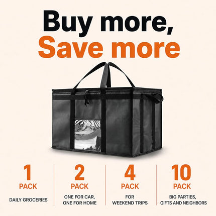 NZ home Food Delivery Bag, Thermal Cool Bag (2XL, Black, 2 Pack)