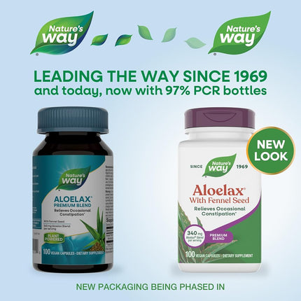 Nature's Way Aloe Lax with Fennel Seed Vegetarian Capsules, 100 Count