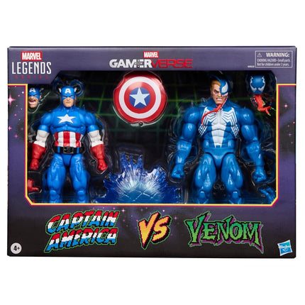 Marvel Legends Series Gamerverse Captain America vs Venom, Retro Video Game -Inspired Collectible 6-Inch Action Figures
