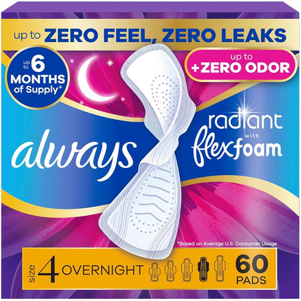 Always Radiant Feminine Pads for Women, Size 4 (Pa