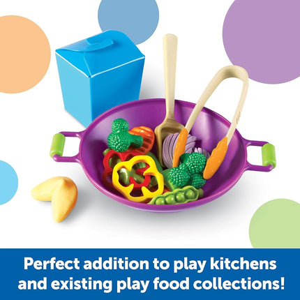 Learning Resources New Sprouts Stir Fry Set, Pretend Play Toy for Toddlers, Preschool Learning Toys, Kitchen Play Toys for Kids