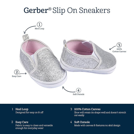 Gerber Zapatillas deportivas sin cordones para bebé recién nacido unisex, para niño y niña, color azul marino, talla 10 para niños pequeños