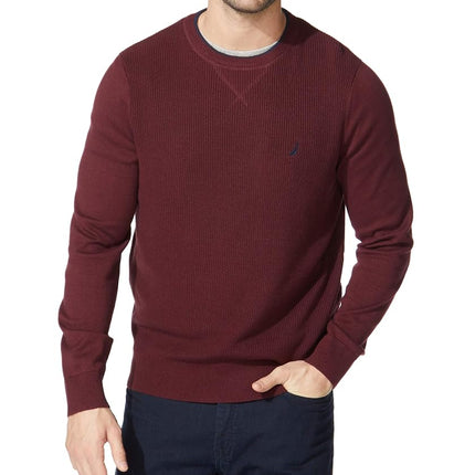 Nautica Men's Ribbed Sweater, Royal Burgundy, Medi
