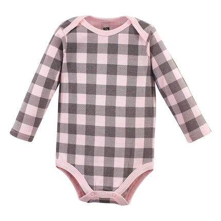 Hudson Baby Paquete de 3 bodys de algodón de manga larga para bebé, niña bebé oso, 3-6 meses