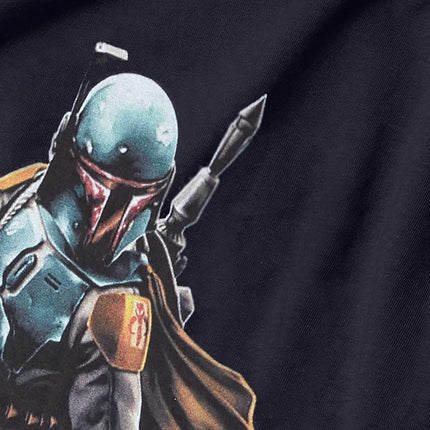 STAR WARS Mandalorian Warrior Boy's Premium Solid Crew Tee, Navy Blue, Youth Medium
