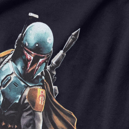 STAR WARS Mandalorian Warrior Boy's Premium Solid Crew Tee, Navy Blue, Youth Large
