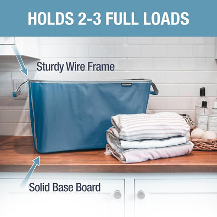 CleverMade Collapsible Fabric Laundry Basket, 60L, 16 Gal, 2 Pack, Denim