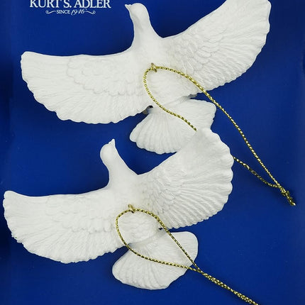 Kurt Adler 4.5" Resin Friendship Dove Ornament Set of 2