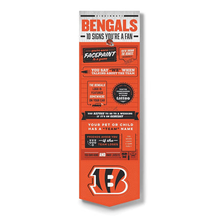 YouTheFan Officially-licensed NFL Cincinnati Bengals 6x19 Top 10 Signs Banner - humorous descriptions - fun sports fan phrases, original design, indoor team wall decor fan gift