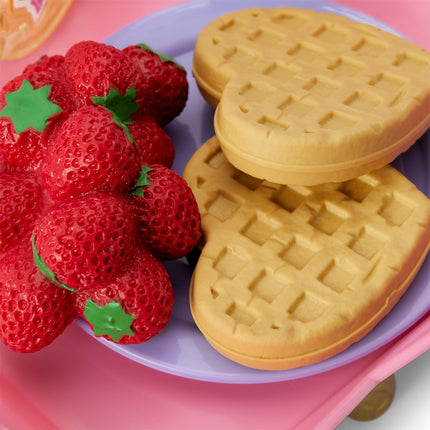 American Girl WellieWishers Breakfast in Bed Tray for 14.5" Dolls with a Hand Folding Tray, Purple teapot, Crown Teacup, Saucer,Plate, and 2 Heart-Shaped Waffles, Ages 4+
