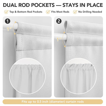 Deconovo Blackout Door Curtain for Glass Doors & Sidelights, Thermal Insulated Privacy Panel with Dual Rod Pockets & Adjustable Tieback, Machine?Washable Curtain (12W x 72L, Greyish White, 1 Panel)