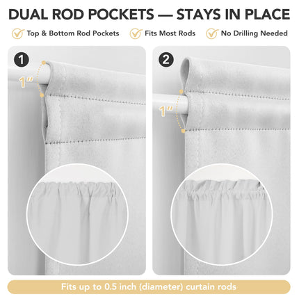 Deconovo Blackout Door Curtain for Glass Doors & Sidelights, Thermal Insulated Privacy Panel with Dual Rod Pockets & Adjustable Tieback, Machine?Washable Curtain (12W x 72L, Greyish White, 1 Panel)