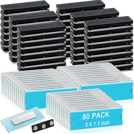 Leinuosen 80 Pack Name Badge Magnets Kit Acrylic M