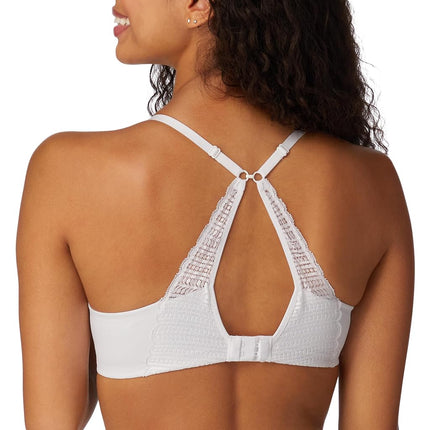Maidenform Comfort Devotion Lace Bra, Smoothing Full-Coverage T-Shirt Bra for Everyday Comfort, Comfortable Lace Bra, White, 40D