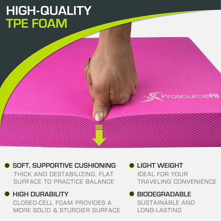 ProsourceFit Exercise Balance Pad � Large Cushioned Non-Slip Foam Mat & Knee Pad for Fitness, Stability Training, Physical Therapy, Yoga 15"x19", Pink