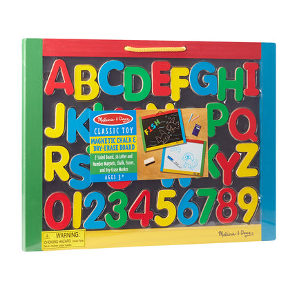 Pizarra magnética y de borrado en seco Melissa & Doug con 36 imanes, tizas, borrador y rotulador de borrado en seco