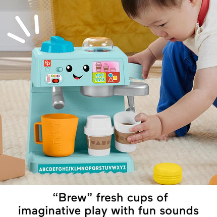 Fisher-Price Toddler Toy Laugh & Learn Coffee Café Musical Playset with Educational Songs & 10 Pretend Play Pieces for Kids Ages 18+ Months, HTW96