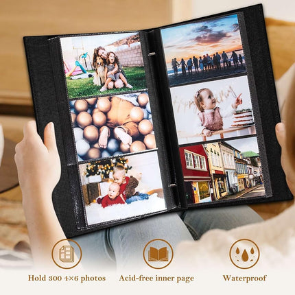 Lanpn Photo Album 6x4 Slip in, Linen 300 Pockets Photo Albums Holds Landscape Only 10x15cm Picture Beige