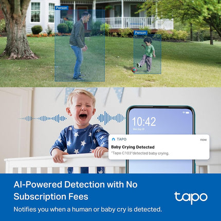 TP-Link Tapo Indoor/Outdoor Pan/Tilt Security Camera for Baby Monitor, Pet Camera w/Motion Detection, 1080P, 2-Way Audio, Night Vision, Cloud&SD Card Storage, Works with Alexa & Google Home (C206)