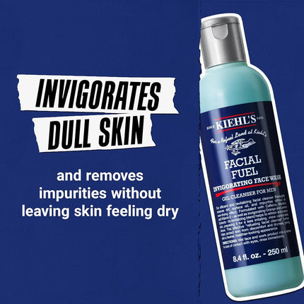 Kiehl's Facial Fuel Energizing Face Wash, Refreshing Men's Gel Cleanser, with Caffeine, Vitamin E and Menthol, All Skin Types, 1Lt