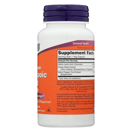 NOW Foods - Alpha Lipoic Acid 600 mg. - 60 Vegetarian Capsules