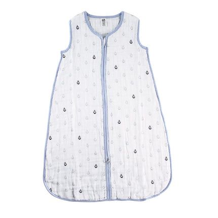 Hudson Baby Bebé Unisex Muselina de Algodón sin Mangas Saco de Dormir Portátil, Saco, Manta, Ancla, 6-12 Meses