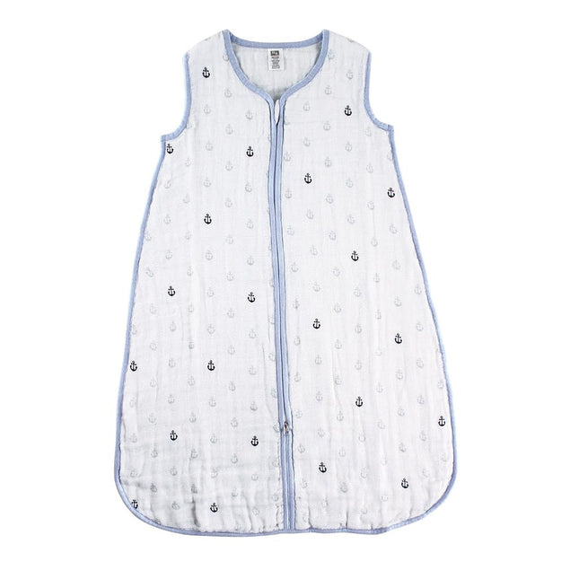 Hudson Baby Unisex Baby Muslin Cotton Sleeveless Wearable Sleeping Bag, Sack, Blanket, Anchor, 6-12 Months
