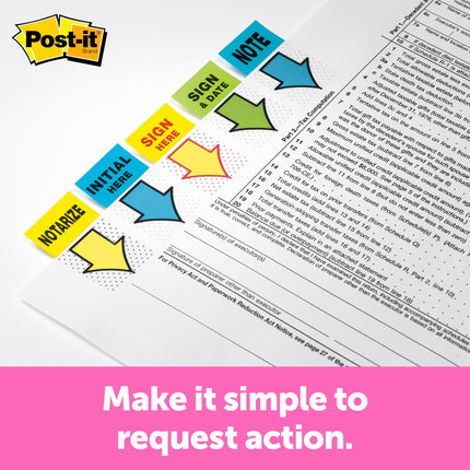 Banderitas Post-it Notarize, 50/dispensador, 2 dispensadores/paquete, 2.54 cm de ancho, amarillo (680-NZ2)