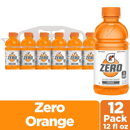 Gatorade Thirst Quencher Zero Sugar Sports Drink, Orange, 12oz , Pack of 12 Electrolytes for Rehydration