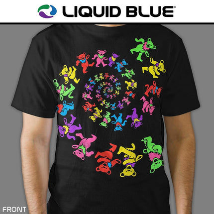 Liquid Blue Unisex's Grateful Dead Spiral Bears Blacklight T-Shirt, Black, S