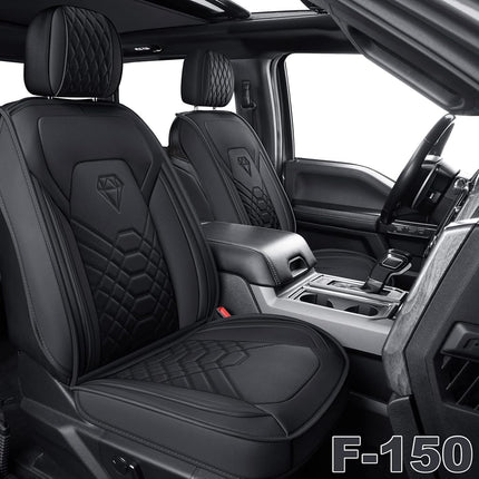 GXT Car Seat Cover Front Seats Cover with Waterproof Leather, Automotive Seat Cushion for Pickup Truck Fit for Select 2009-2022 Ford F-150 Models and 2017-2022 F250 F350 F450 Models (Grey)